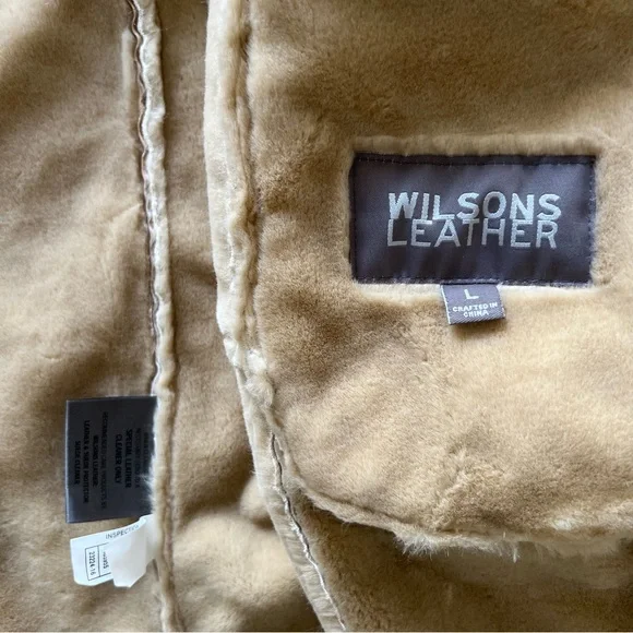 Wilsons Leather Vintage Tan Penny Suede Coat with Faux Fur Trim - Picture 4 of 9